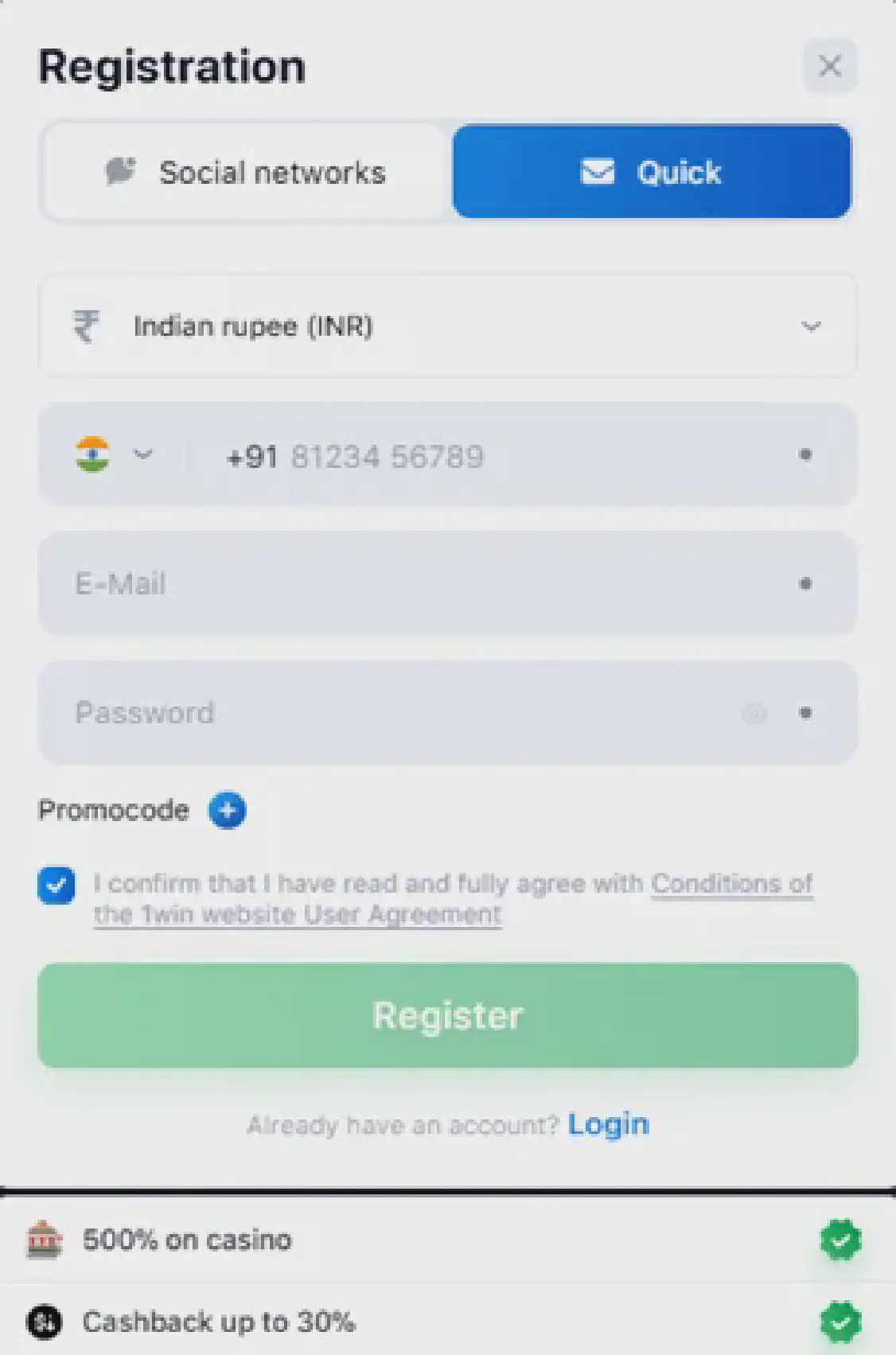 Register at Aviator